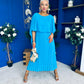Blaithin Cape Detail Occasion Dress Cyan