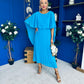 Blaithin Cape Detail Occasion Dress Cyan