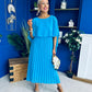 Blaithin Cape Detail Occasion Dress Cyan