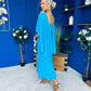 Blaithin Cape Detail Occasion Dress Cyan
