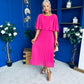 Blaithin Cape Detail Occasion Dress Fuchsia