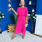 Blaithin Cape Detail Occasion Dress Fuchsia