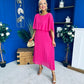 Blaithin Cape Detail Occasion Dress Fuchsia