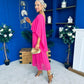 Blaithin Cape Detail Occasion Dress Fuchsia