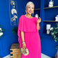Blaithin Cape Detail Occasion Dress Fuchsia