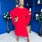 Blaithin Cape Detail Occasion Dress Red