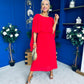 Blaithin Cape Detail Occasion Dress Red