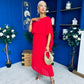 Blaithin Cape Detail Occasion Dress Red