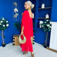 Blaithin Cape Detail Occasion Dress Red