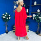 Blaithin Cape Detail Occasion Dress Red