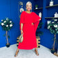 Blaithin Cape Detail Occasion Dress Red