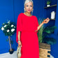 Blaithin Cape Detail Occasion Dress Red