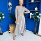 Susan Knit & Satin Midi Dress Taupe