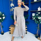 Susan Knit & Satin Midi Dress Taupe