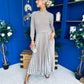 Susan Knit & Satin Midi Dress Taupe