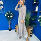 Susan Knit & Satin Midi Dress Taupe
