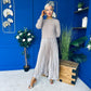 Susan Knit & Satin Midi Dress Taupe