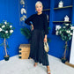 Susan Knit & Satin Midi Dress Black