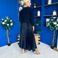 Susan Knit & Satin Midi Dress Black