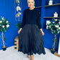 Susan Knit & Satin Midi Dress Black