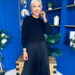Susan Knit & Satin Midi Dress Black