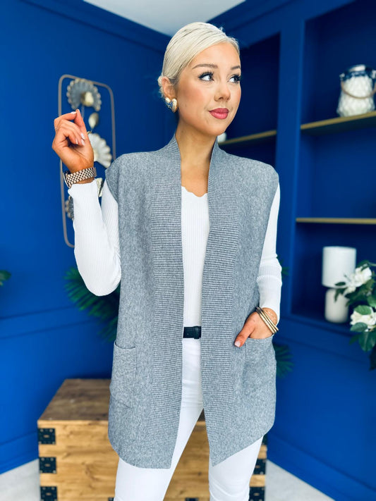 Tara Longline Knit Gilet Grey