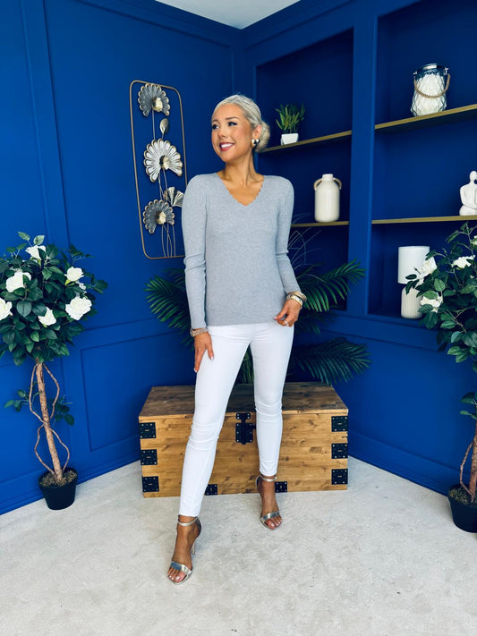 Dee Detailed Longline Top Grey