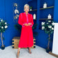 Saoirse Detailed 2 Tone Midi Dress Red