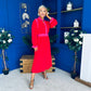 Saoirse Detailed 2 Tone Midi Dress Red
