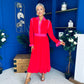Saoirse Detailed 2 Tone Midi Dress Red
