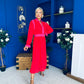 Saoirse Detailed 2 Tone Midi Dress Red