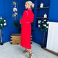 Saoirse Detailed 2 Tone Midi Dress Red
