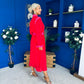 Saoirse Detailed 2 Tone Midi Dress Red