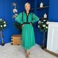 Saoirse Detailed 2 Tone Midi Dress Green