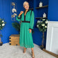 Saoirse Detailed 2 Tone Midi Dress Green