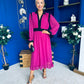 Saoirse Detailed 2 Tone Midi Dress Berry