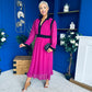 Saoirse Detailed 2 Tone Midi Dress Berry
