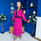 Saoirse Detailed 2 Tone Midi Dress Berry