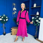 Saoirse Detailed 2 Tone Midi Dress Berry