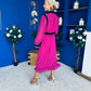 Saoirse Detailed 2 Tone Midi Dress Berry