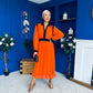 Saoirse Detailed 2 Tone Midi Dress Orange
