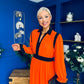 Saoirse Detailed 2 Tone Midi Dress Orange