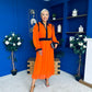 Saoirse Detailed 2 Tone Midi Dress Orange
