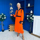 Saoirse Detailed 2 Tone Midi Dress Orange