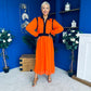 Saoirse Detailed 2 Tone Midi Dress Orange