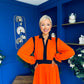 Saoirse Detailed 2 Tone Midi Dress Orange
