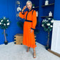 Saoirse Detailed 2 Tone Midi Dress Orange
