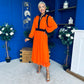 Saoirse Detailed 2 Tone Midi Dress Orange