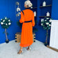 Saoirse Detailed 2 Tone Midi Dress Orange