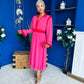 Saoirse Detailed 2 Tone Midi Dress Pink